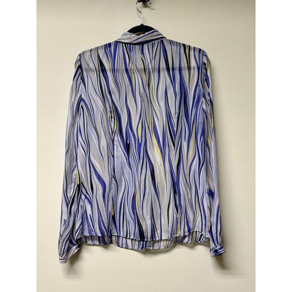 LAFAYETTE 148 100% Silk Sheer Long Sleeve Blouse, Edward Wilkerson, Sz 10 - Picture 5 of 9